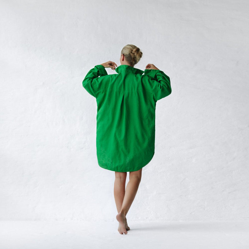 Seaside Tones Linen Supersized Shirt in Green