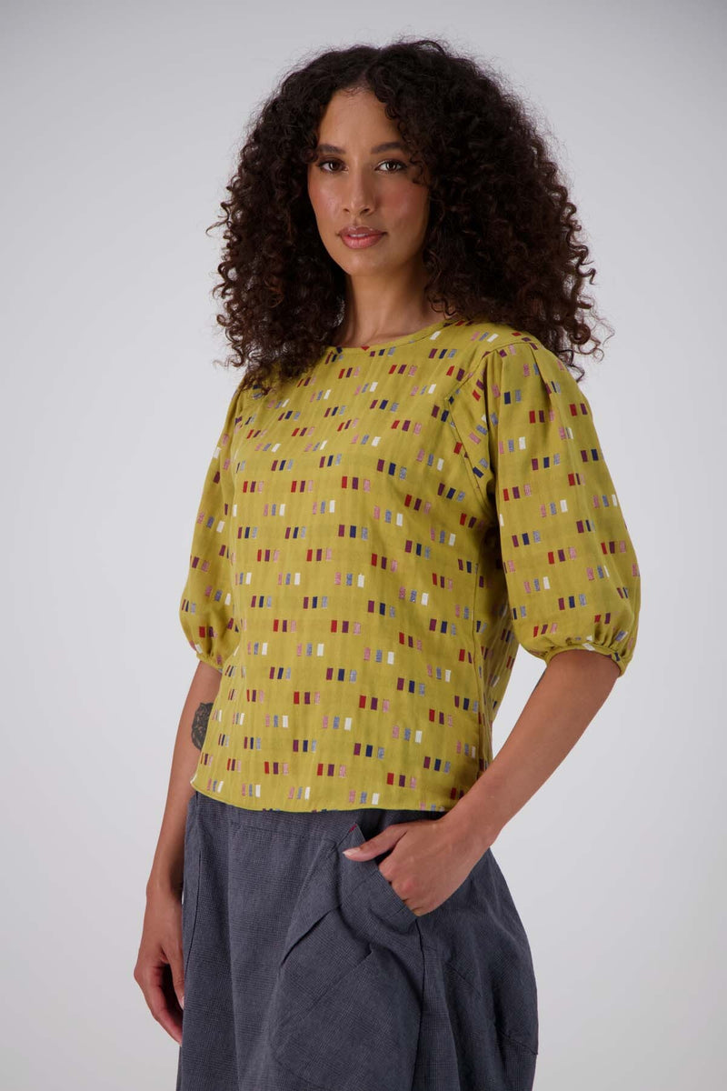 Olga de Polga Telegraph Blouse Mustard in Woven Cotton