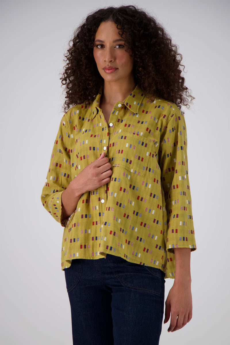 Olga de Polga Telegraph Shirt Mustard in Woven Cotton