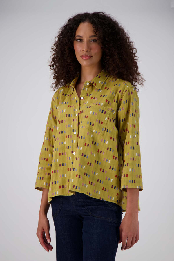 Olga de Polga Telegraph Shirt Mustard in Woven Cotton