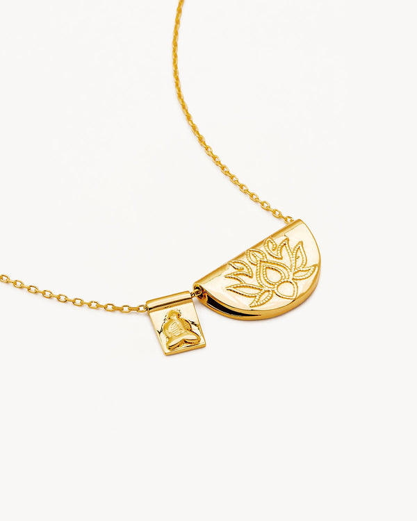 by charlotte 18k Gold Vermeil Lotus and Little Buddha Necklace