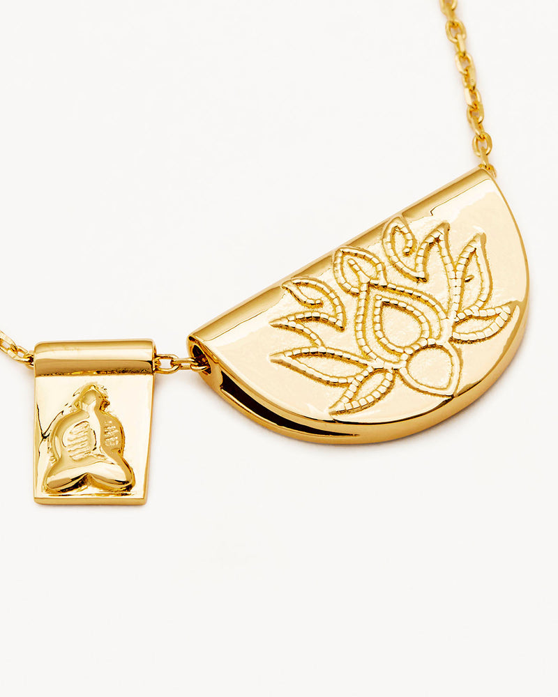 by charlotte 18k Gold Vermeil Lotus and Little Buddha Necklace