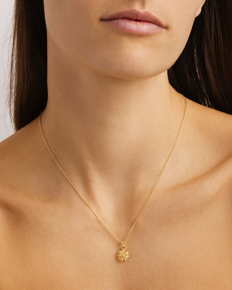 by charlotte 18k Gold Vermeil Daisy April Birth Flower Necklace