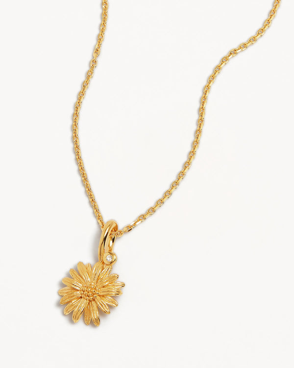 by charlotte 18k Gold Vermeil Daisy April Birth Flower Necklace