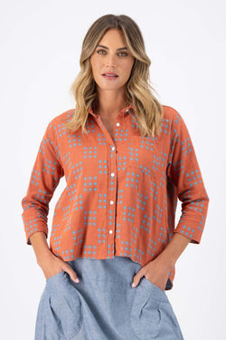 Olga de Polga Network Shirt Orange in Woven Cotton