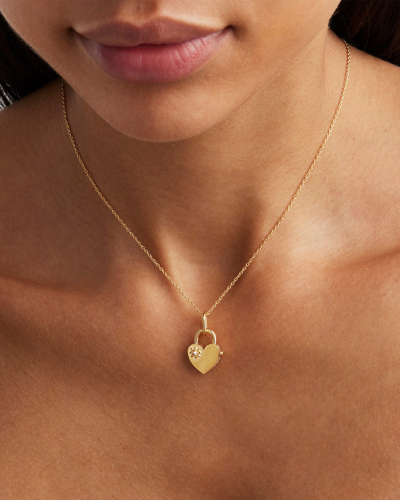 by charlotte 18k Gold Vermeil Connected Hearts Padlock Pendant