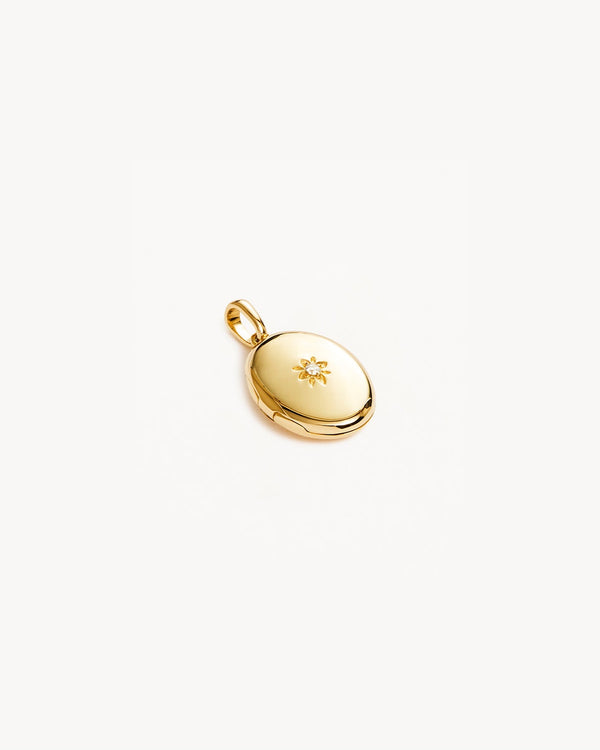 By Charlotte 18k Gold Vermeil Rounded Lotus Locket Necklace