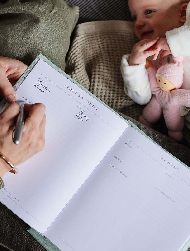 Write to Me 'First Year of You' Baby Journal in Seafoam