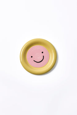 Jones and Co Smiley Plate Pink Yellow