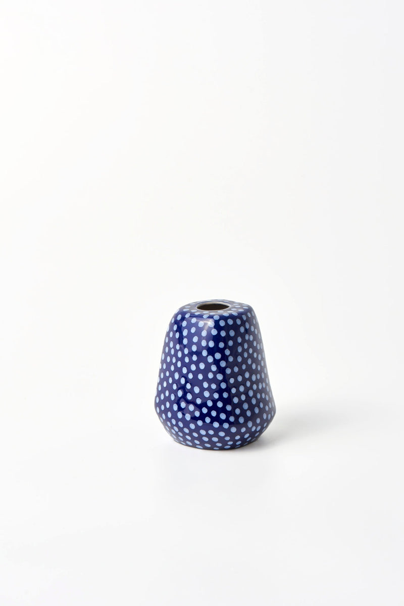 Jones and Co Facet Vase Medium Blue Spot