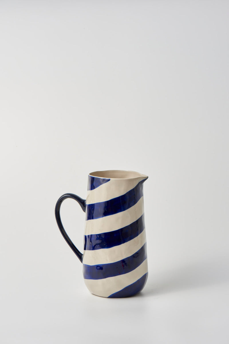 Jones and Co Cabana Stripe Jug Blue