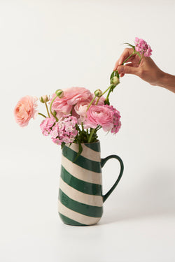 Jones and Co Cabana Stripe Jug Green