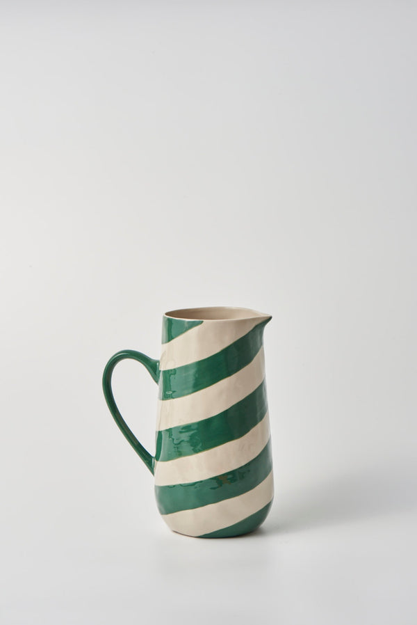 Jones and Co Cabana Stripe Jug Green