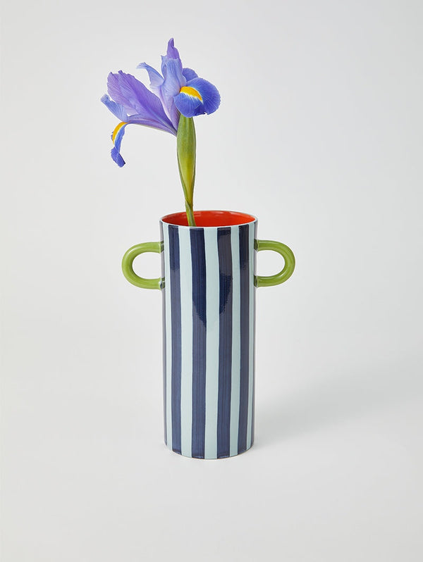 Jones and Co Griffe Blue Stripe Tall Vase