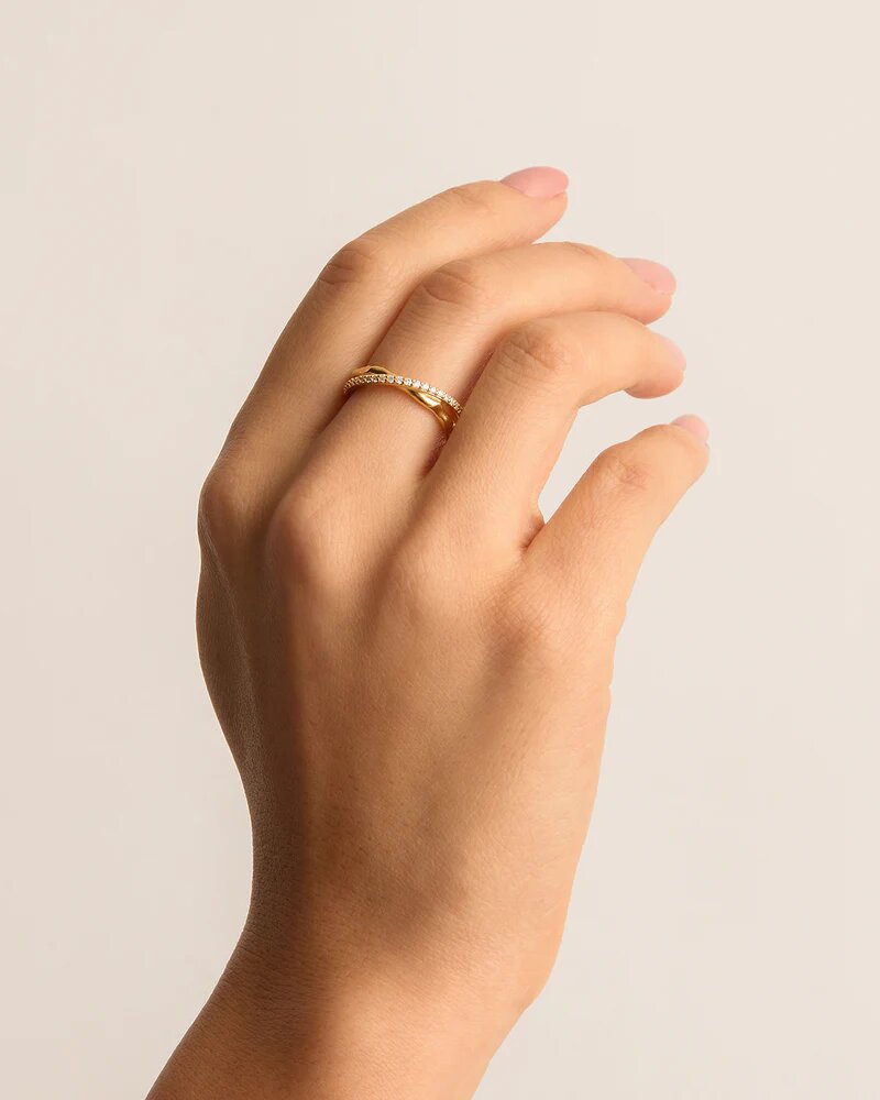 by charlotte 18k Gold Vermeil Entwined Hearts Ring