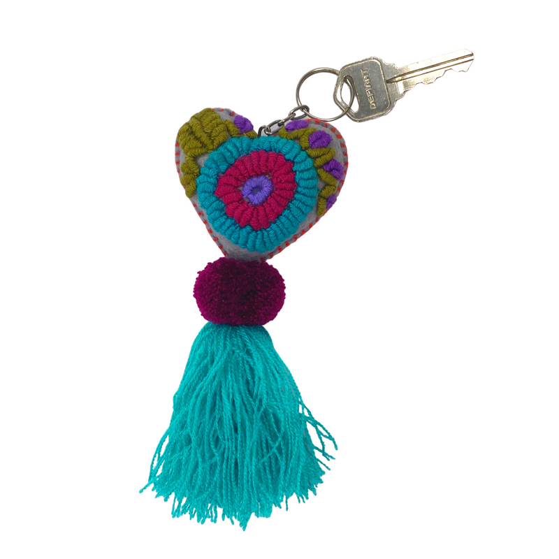 Lumily Rapture Embroidered Heart Key Chain — Mexico
