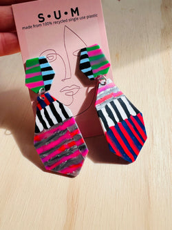 S.U.M. Gem Drop Dangles - Stripe Party