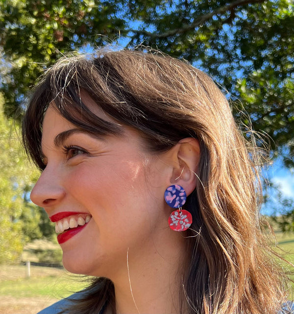 S.U.M. Paloma Dangles - Red and Blue