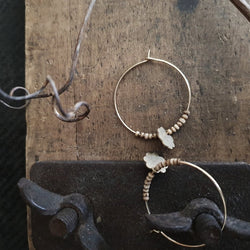 Paird Brass Flower + Bead Hoops