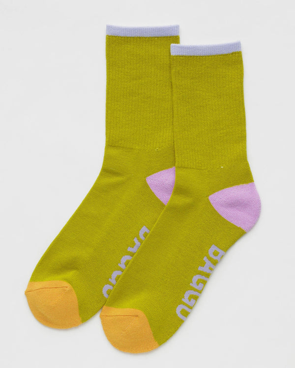 Baggu Ribbed Socks in Citron Mix