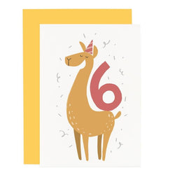 Old English '6th Llama' Birthday Card