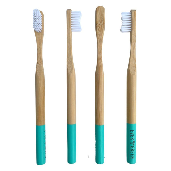 Evergreen Medium Bamboo Toothbrush in Aqua