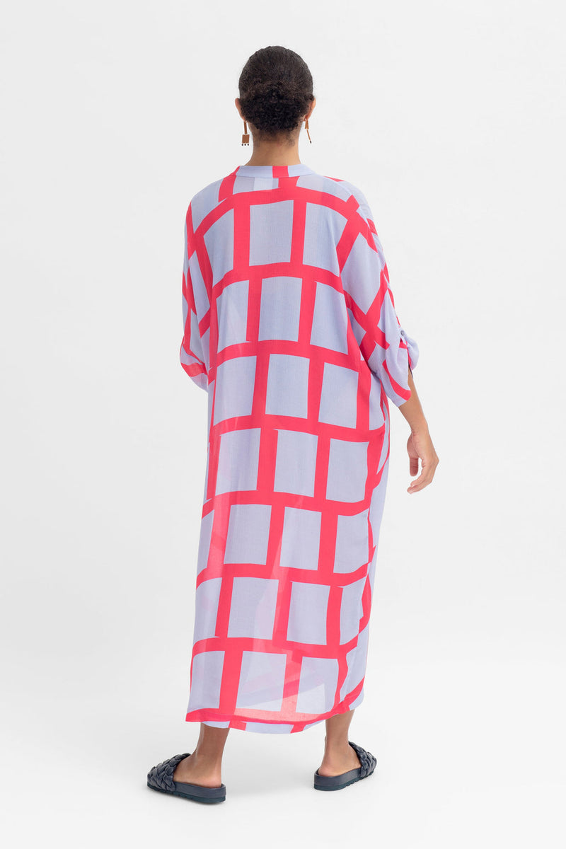 ELK Soma Shirt Dress in Bluebell + Coral Alskar Print