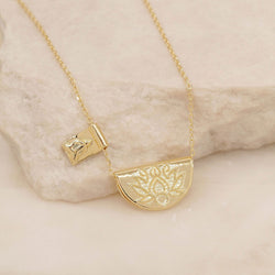 By Charlotte Lotus and Little Buddha Necklace in Gold Vermeil