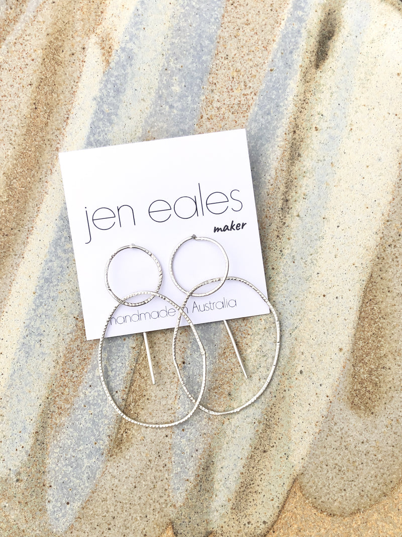 Jen Eales Double Silver Hoops
