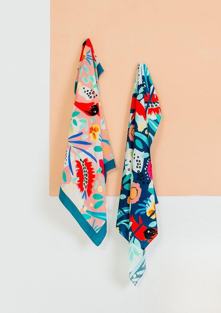 Buy Julie White Teal Abstract Oz Scarf - at Quirk Collective Online