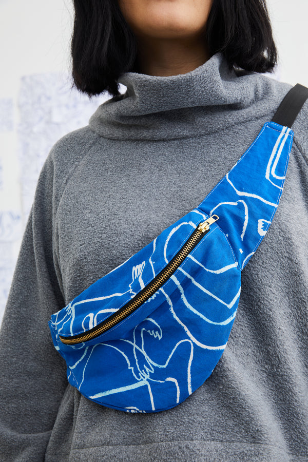 Wolf and Mishka Figure Print Bum Bag in Blue