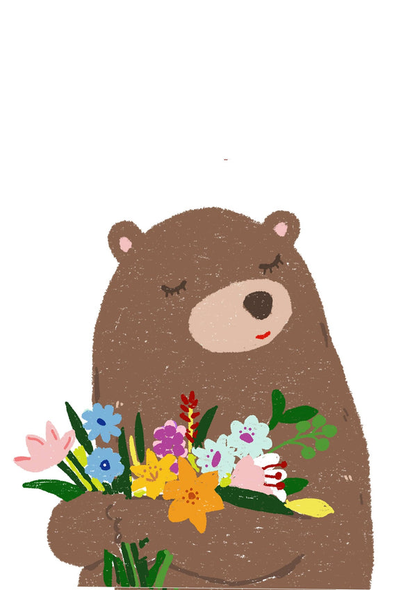 Suki McMaster 'Bear With Flowers' Card
