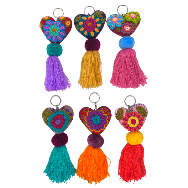 Lumily Rapture Embroidered Heart Key Chain — Mexico
